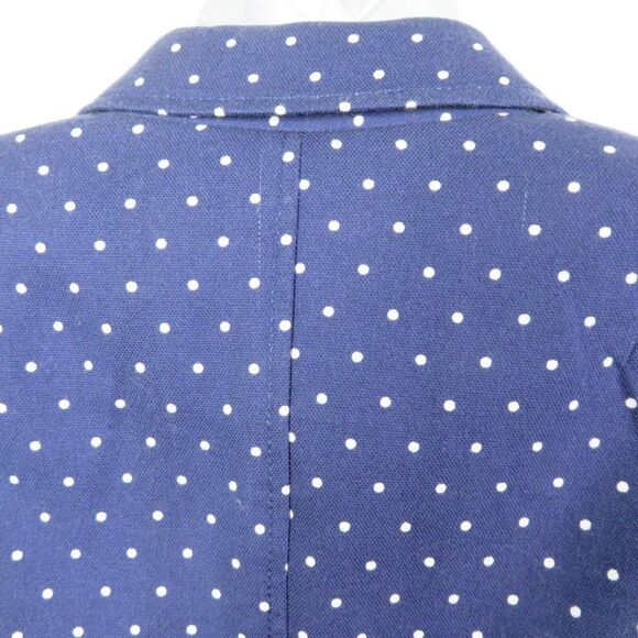 Banana Republic Blazer Womens 2 Petite Blue Polka Dot Cotton Blend Jacket Suit - Picture 7 of 12